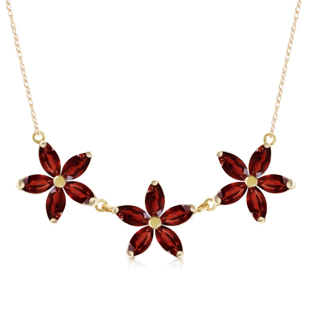 14K. SOLID GOLD NECKLACE WITH NATURAL GARNETS - Picture 2 of 5